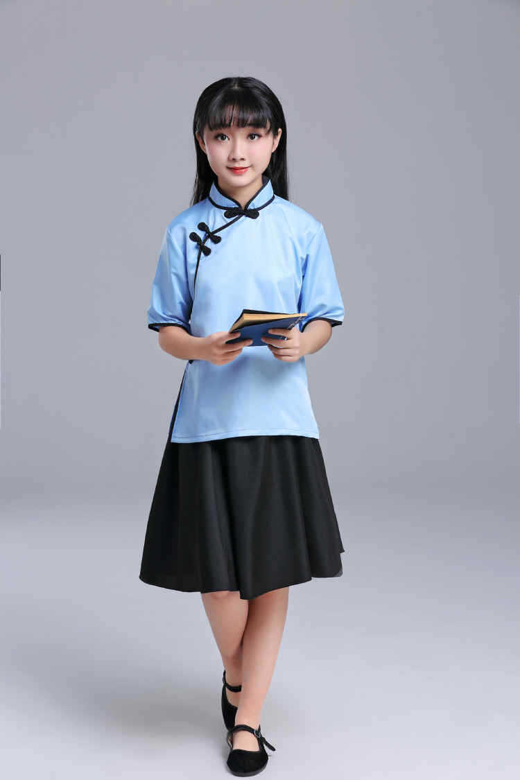 儿童民国服装五四青年装民国学生装元旦朗诵演出服合唱中山装女童