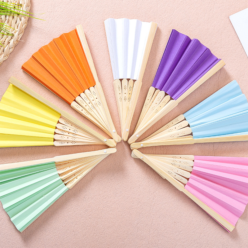7-inch color paper fan * blank folding fan * children‘s painting fan diy handmade preschool education supplies coloring plain fan