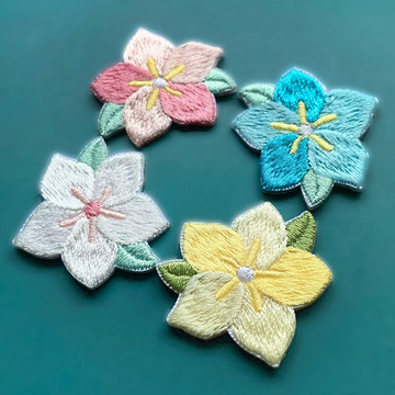 跨境绣花刺绣布贴樱花古风花朵补丁贴手账本diy娃衣服装配饰批发