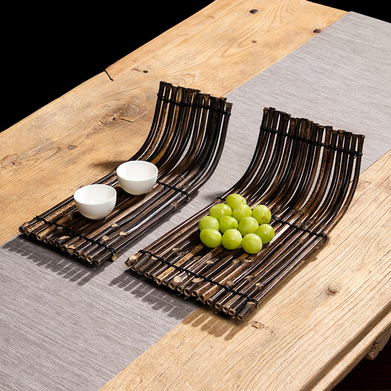 紫竹茶托盘日料刺身装饰盘竹制小竹排茶具隔热垫干泡台壶托茶杯垫
