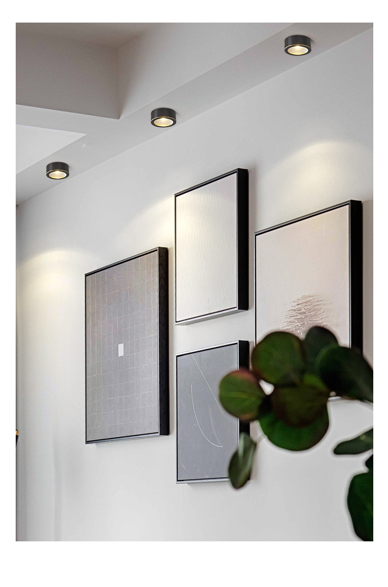 全铜明装筒灯免开孔客厅天花射灯北欧led吸顶灯简约过道玄关灯饰