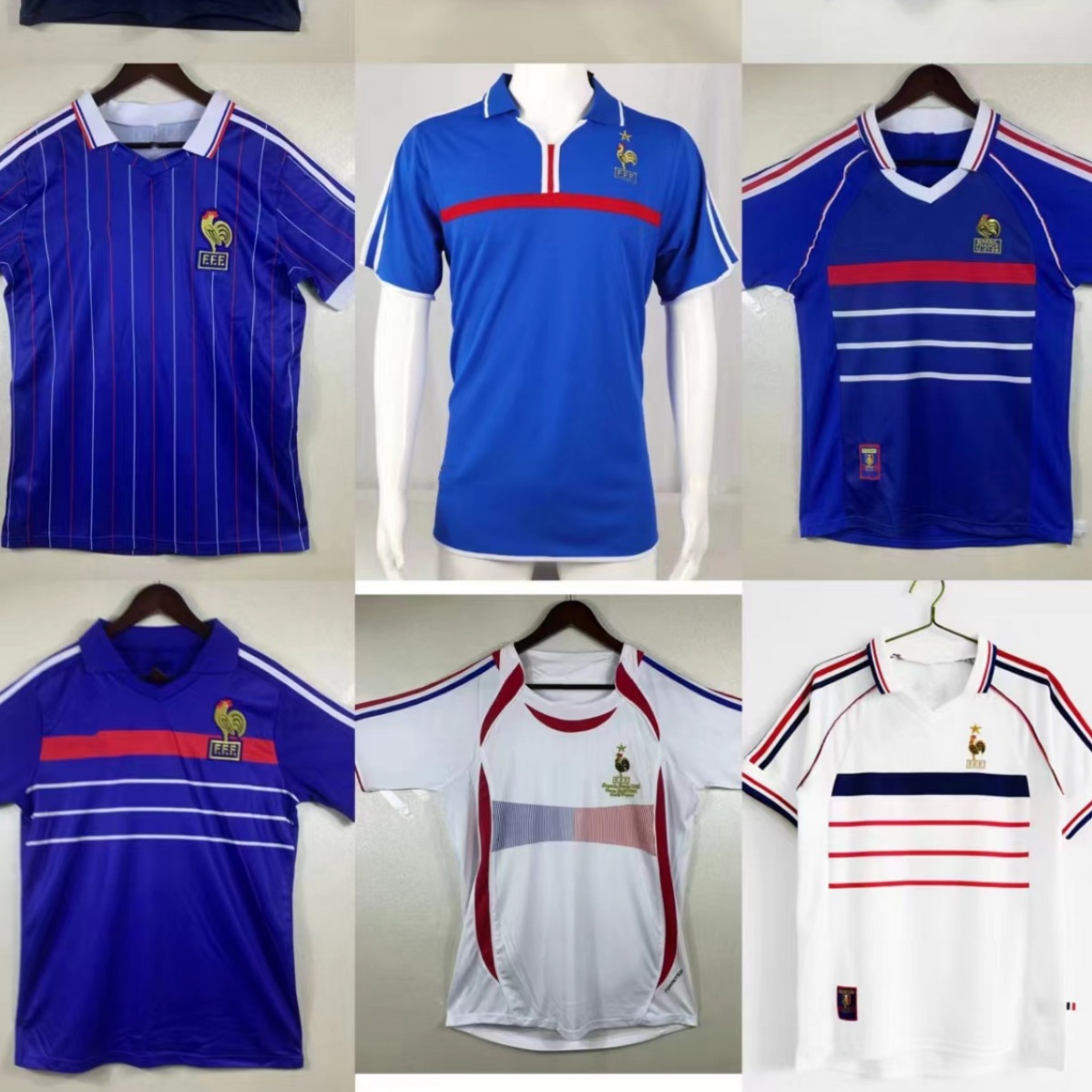 复古球衣82-18法国主客场泰版短袖球衣球服足球服-阿里巴巴