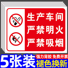 禁止吸烟提示牌消防标识标牌生产车间严禁烟火明火警示安全标示标