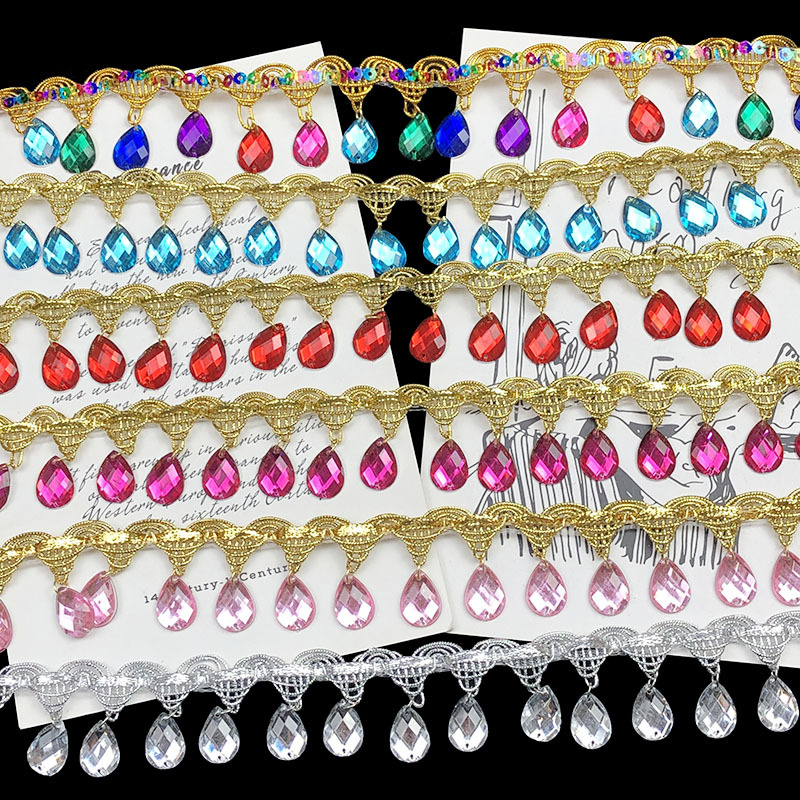 少数民族手工吊穗片塑料钻石花边diy手工肚皮舞演出服装辅料lace