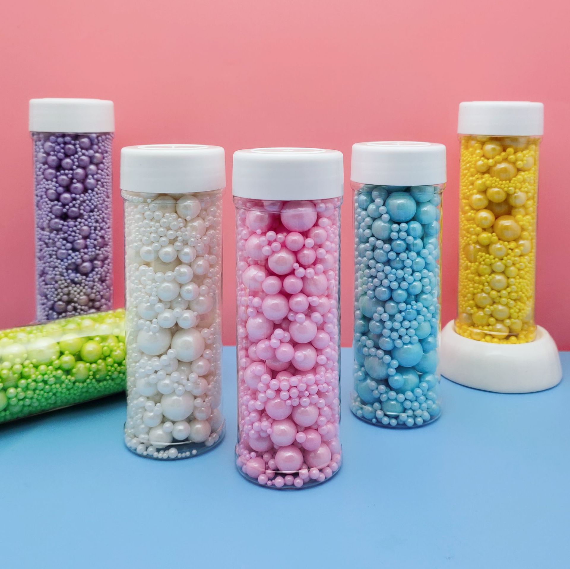 可食用珍珠糖大小混合蛋糕装饰彩色糖珠烘焙装饰糖130克