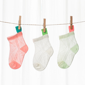 旭威婴儿袜子夏季网眼薄款透气棉新生儿男女童短筒宝宝地板袜棉袜