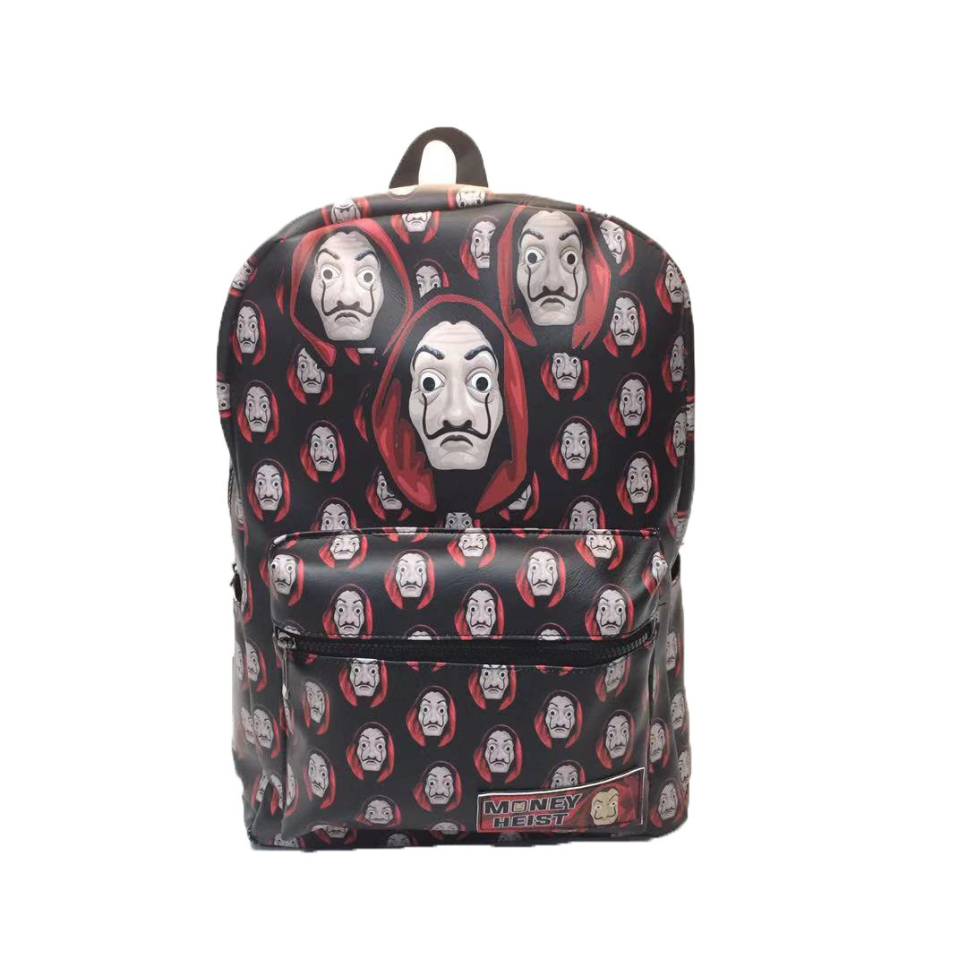 la casa de papel纸钞屋印花双肩背包学生书包户外旅游背包运动包