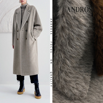 单面长毛苏力羊毛面料 秋冬素色大衣外套毛料 梭织粗纺羊毛布料