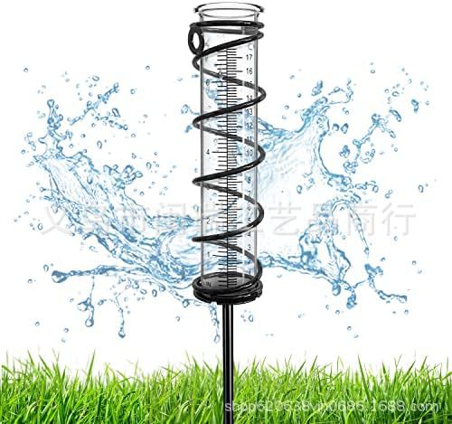 跨境款铁艺雨量器雨水收集器简单方便人工雨量计带量杯铁艺量雨器