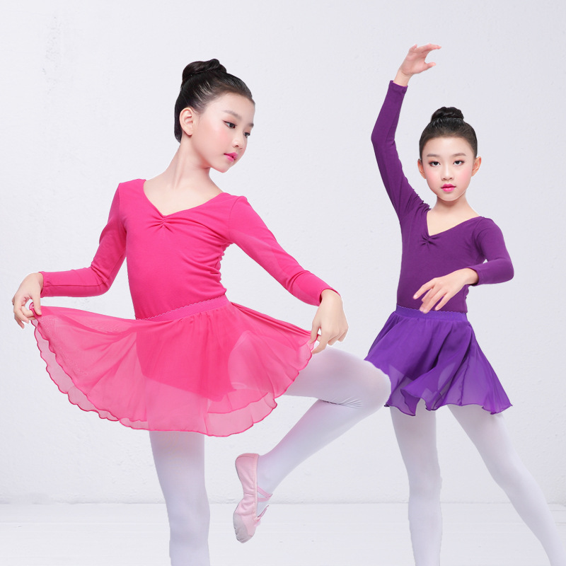 儿童舞蹈服装女秋季女孩练功现代舞长袖女童芭蕾中国
