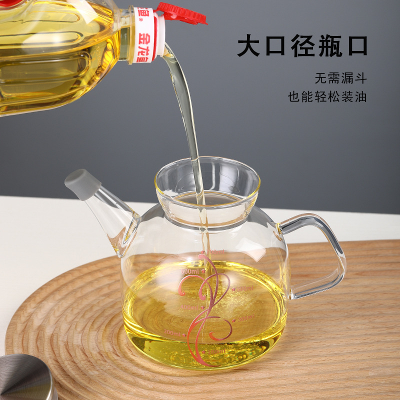 Creative Kitchen Utensils Household Borosilicate Transparent Large Small Glass Oiler Sauce Boat Vinegar Pot