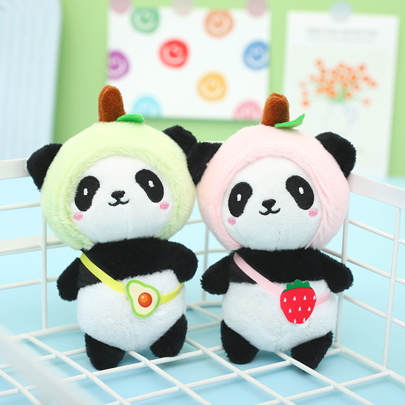 Online Celebrity Fruit Panda Plush Toy Keychain Pendant Girl Cute Doll Schoolbag Pendant Small Gift Wholesale