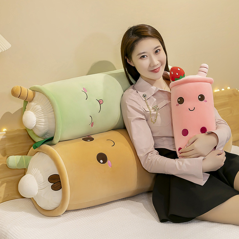 Creative New Long Fruit Bubble Milk Tea Cup Plush Toy Girl to Sleep with Leg-Supporting Cute Pillow Doll