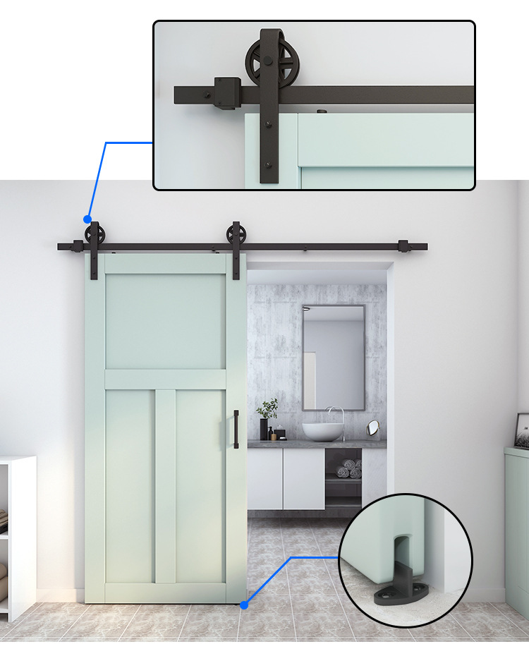 美式谷仓门室内厨房门五金美式移门轨道滑轮吊轮滑轨 大轮款