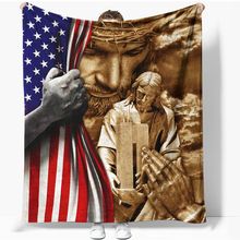 跨境直供爱国者男士礼物毯空调毯美国旗阵亡将士纪念日毛毯法兰绒