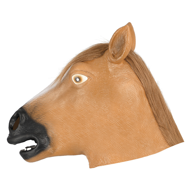 马头乳胶头套搞笑动物面具表演道具cos神秘舞会