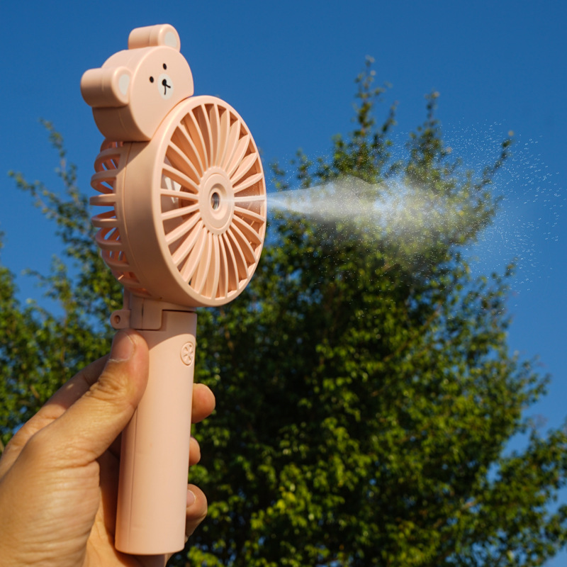 光速达手持小熊喷雾风扇usb迷你充电便携式加湿补水桌面风扇礼品