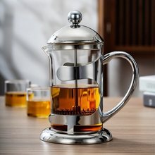 耐高温玻璃泡茶壶不锈钢过滤花茶冲茶器家用法压壶咖啡壶滤压茶壶