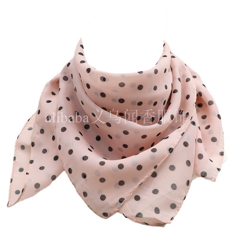 Elegance Retro Small Polka Dot Square Scarf Women's Hot Selling Chiffon Thin Silk Scarf Sunscreen Neck Protection Scarf Scarf Polka Dot Small Scarf