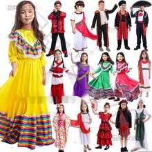 俄罗斯服装儿童舞台墨西哥裙走秀莫斯科表演活动俄罗斯COS舞蹈服