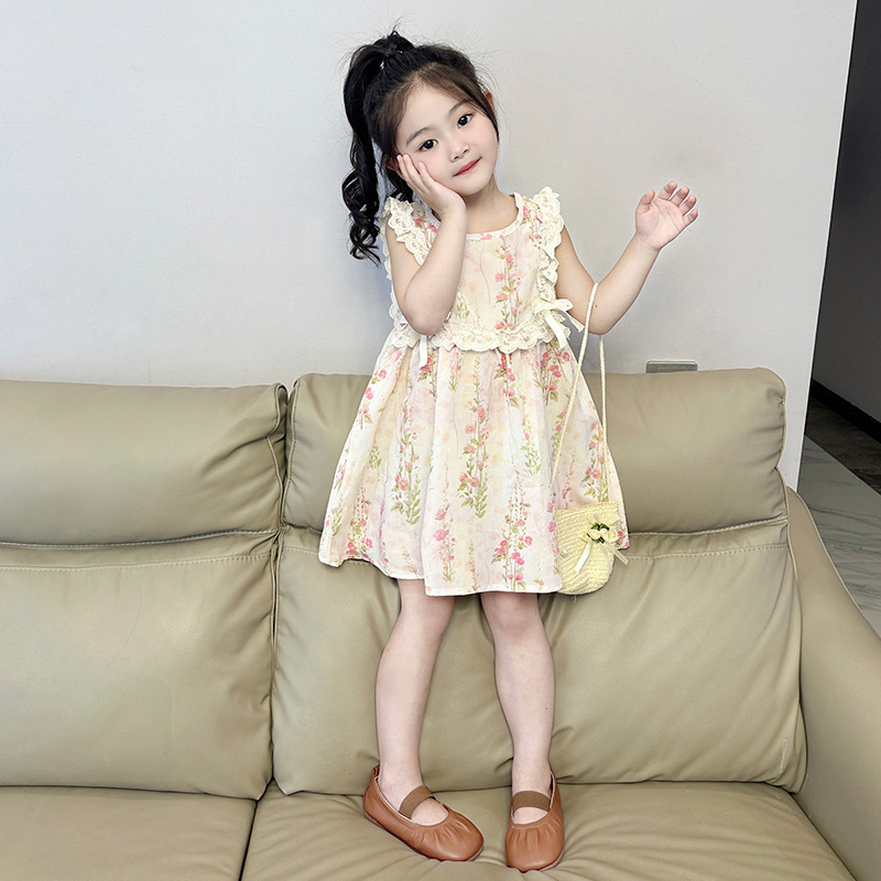 女童连衣裙夏季2024新款儿童夏天纯棉碎花背心裙子宝宝夏装公主裙