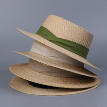 高档拉菲草平檐帽女士夏季休闲度假海边防晒帽宽帽檐沙滩帽太阳帽