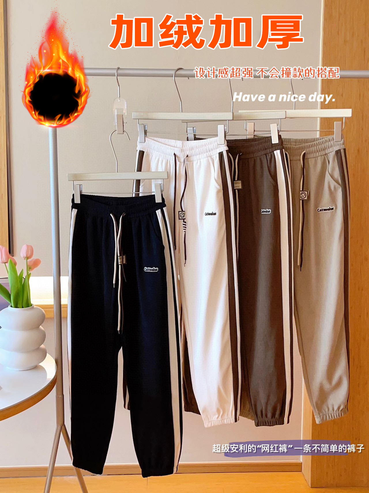 european cotton velvet ankle-tied harem pants women‘s autumn and winter fleece-lined thick track pants drawstring spring and autumn loose casual sweatpants women