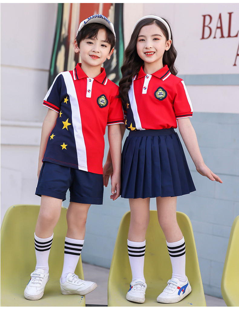 幼儿园园服夏装风五角心团体表演服儿童幼儿园大班毕业照班服