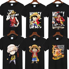 日漫海贼王 跨境热门卡通大码薄款情侣学生圆领短袖Anime T-shirt