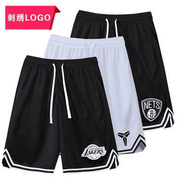 美式篮球裤运动詹姆斯湖人科比刺绣短裤训练速干篮网宽松五分裤男