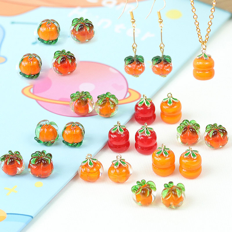 Glass Persimmon Beads Scattered Beads Glass Bead Mobile Phone Charm Keychain Small Pendant Handicraft DIY Material Accessories Wholesale