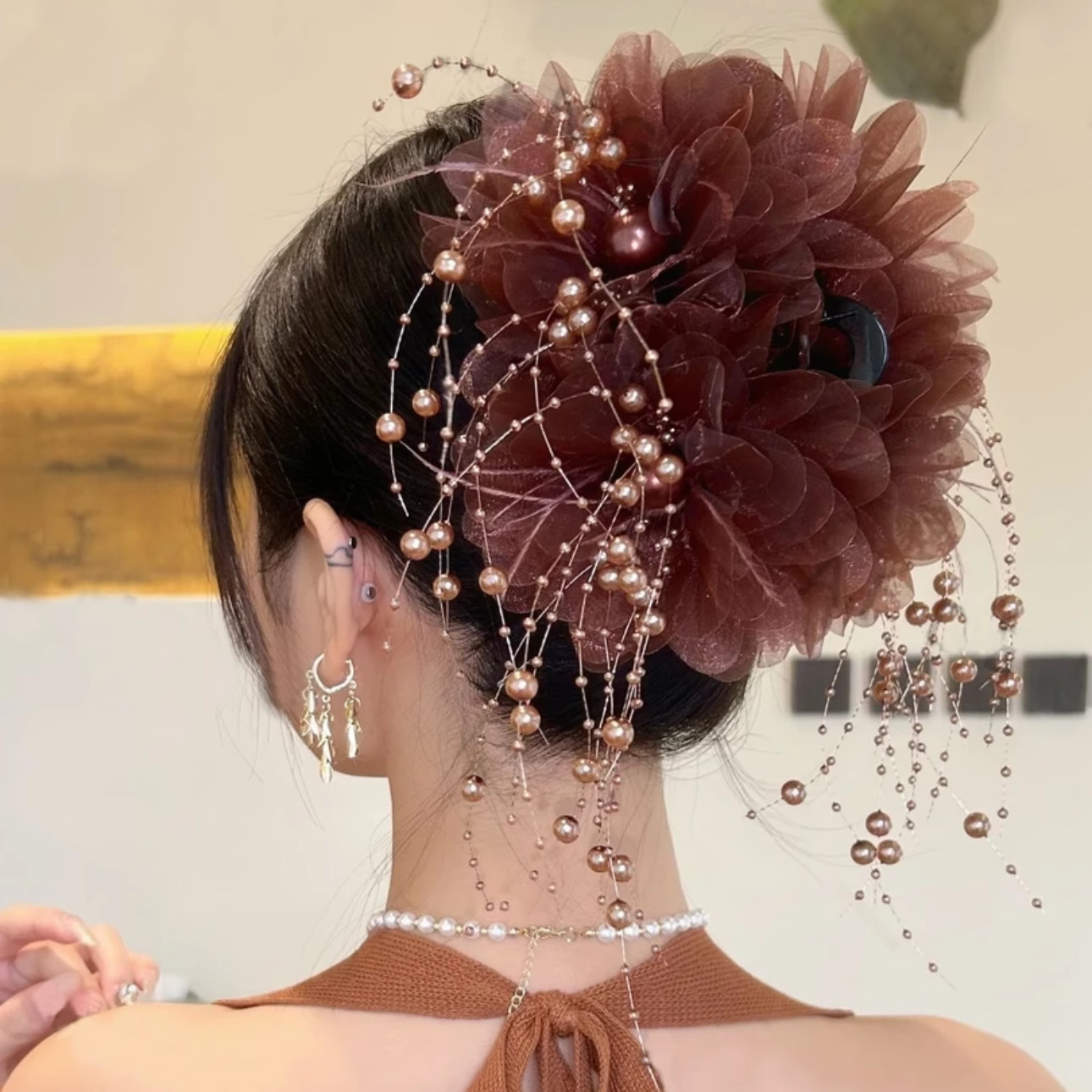 珠羽毛头饰图片