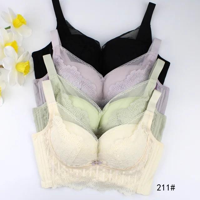 蚕丝211#蚕丝34-40 薄b杯内衣侧收聚拢集中四排扣文胸尾货批发