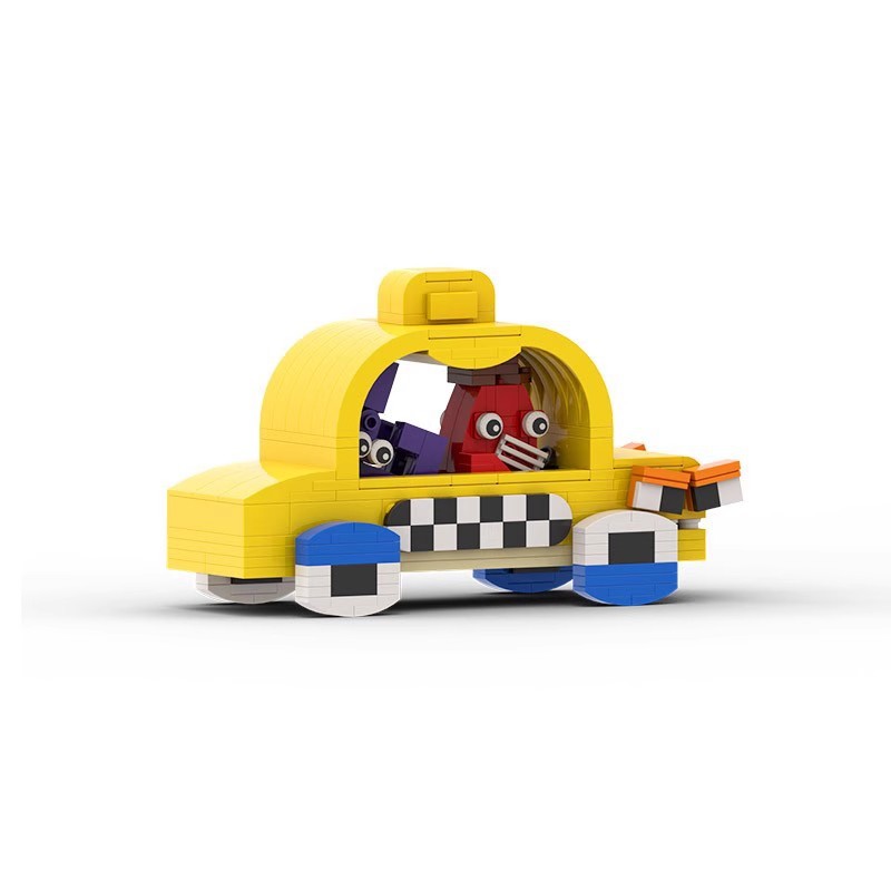 moc积木兼容乐高 小摆件 字母传说cab计程车出租车卡通益智科教