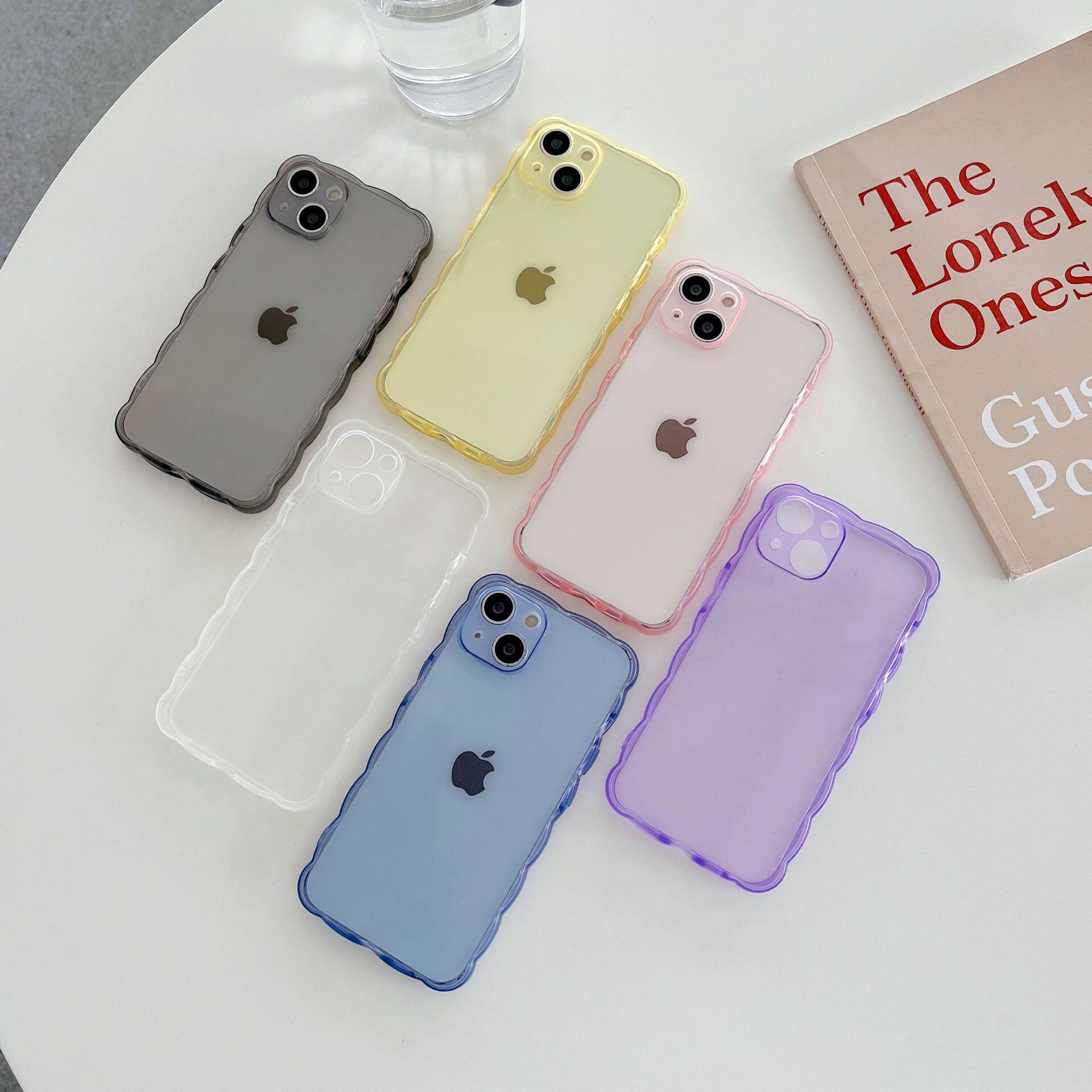 适用纯色波浪iphone13pro max苹果12手机壳11透明x简约小红书爆款