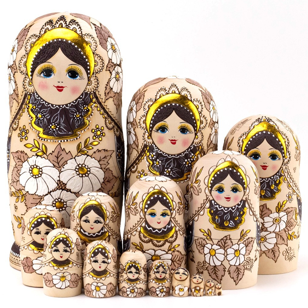 俄罗斯套娃15层手工绘制风干椴木儿童益智玩具节日礼物摆件