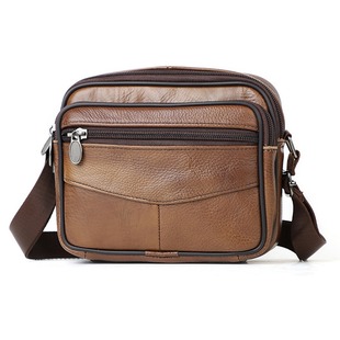 男士单肩小挎包跨境正品休闲真皮男包竖款头层牛皮斜挎包男款批发