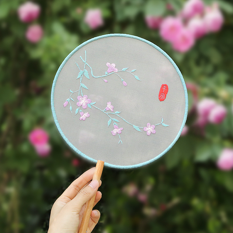 刺绣手工自绣团扇制作初学者材料包古风十字绣苏绣扇子