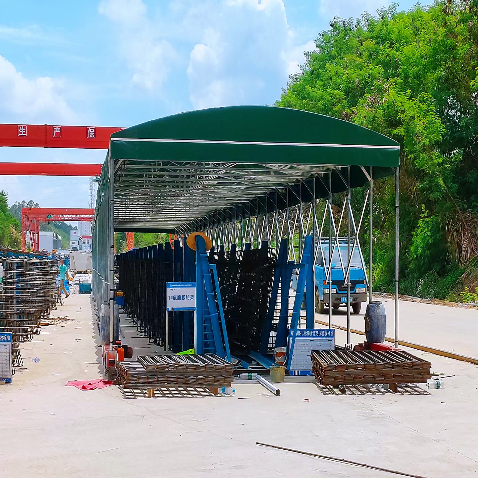 移动雨蓬大排档夜宵帐篷 厂房仓储电动推拉篷户外移动车库篷 雨棚