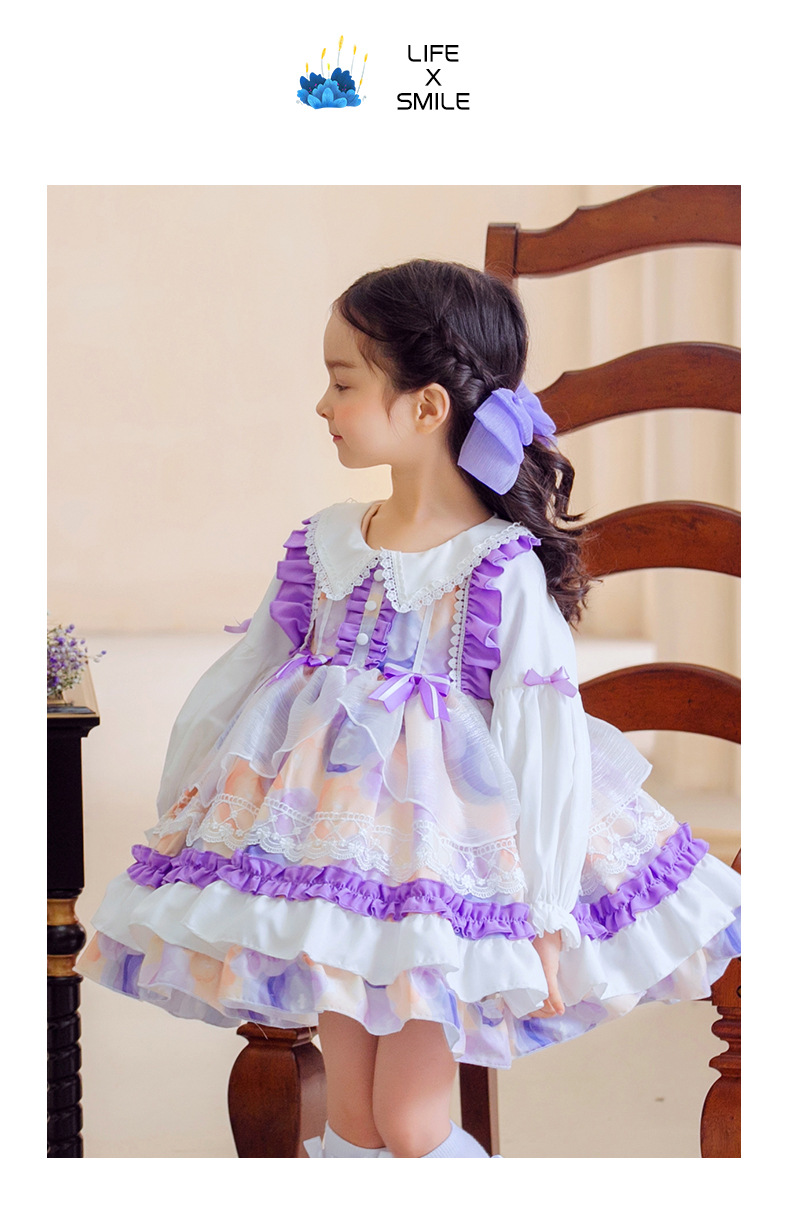 枝芽2022春季新款女童装儿童洛丽塔lolita碎花群可爱公主蓬蓬裙