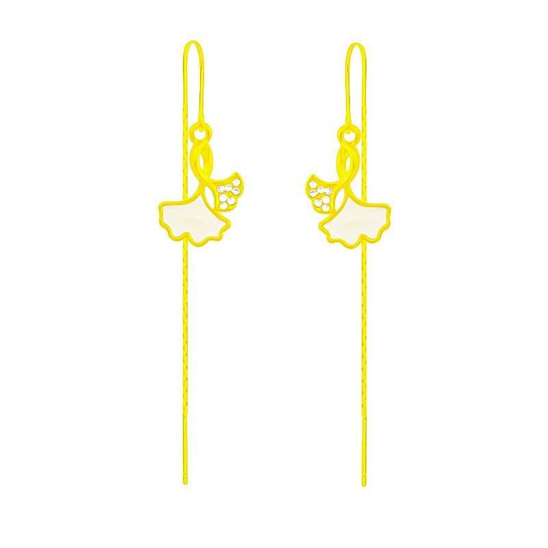 925 Silver Needle Ginkgo Leaf Tassel Hanging Earrings 2023 New Chinese Fairy Earrings Fashionable Earrings Wholesale