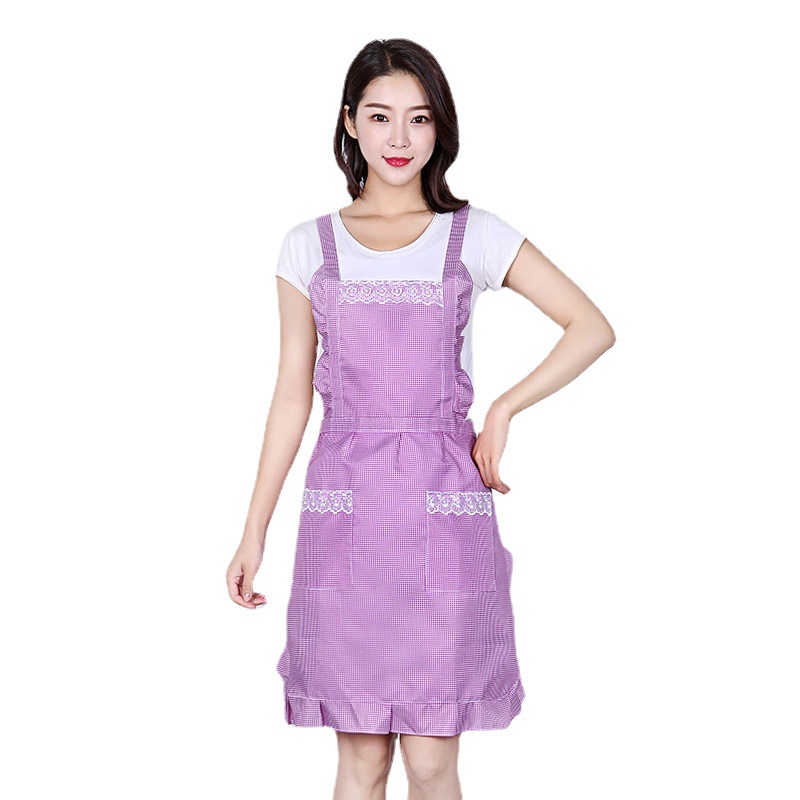 Apron Double-Layer Korean-Style Household Adult Kitchen Sleeveless Waterproof Princess Thickened Apron Factory Wholesale Advertising Apron