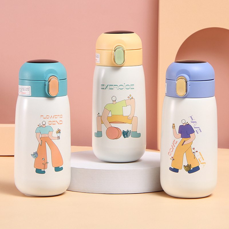 Chubby Pier 316 Stainless Steel Intelligent Temperature Children's Thermos Mug Cartoon Pea Cup LED Touch Display Temperature Cup