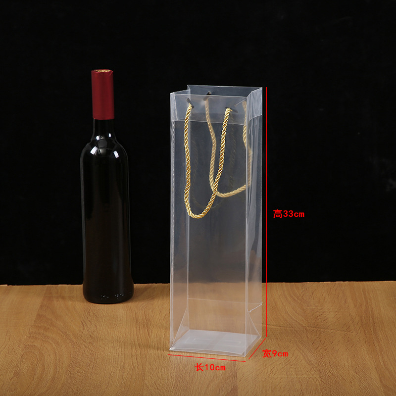 New Transparent Red Wine Handbag Plastic Pp Wine Gift Bag Festival Gift Drawstring Packaging Bag Wholesale