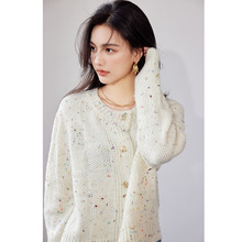 韩版圆领慵懒风毛衣女小众宽松显瘦针织开衫外套