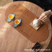 一片造物竹编席面茶席主人席中式茶席防水茶台垫高档布艺茶具配件