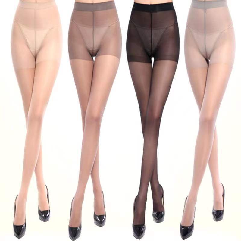 Summer Thin Women's Cored Silk Black Stockings Fully Transparent Seamless T-Shaped Crotch Pantyhose JK Black Silk Pantyhose Wholesale