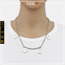 潮牌clot联名aj潮流nike玉石丝绸印花项链吊坠休闲宽松男女短袖