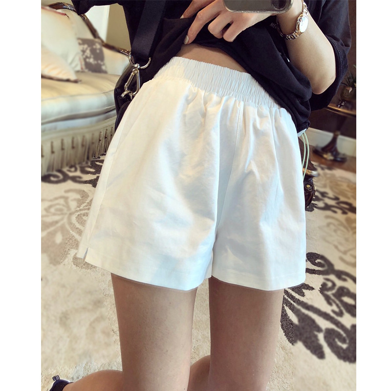 短裤女松紧腰2022春夏韩版百搭高腰显瘦宽松休闲a字阔腿裤子外穿
