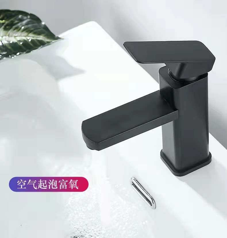 Black Basin Hot and Cold Faucet Counter Basin Heightened Faucet Bathroom Wash Basin Wash Basin Single Hole Faucet Water Tap